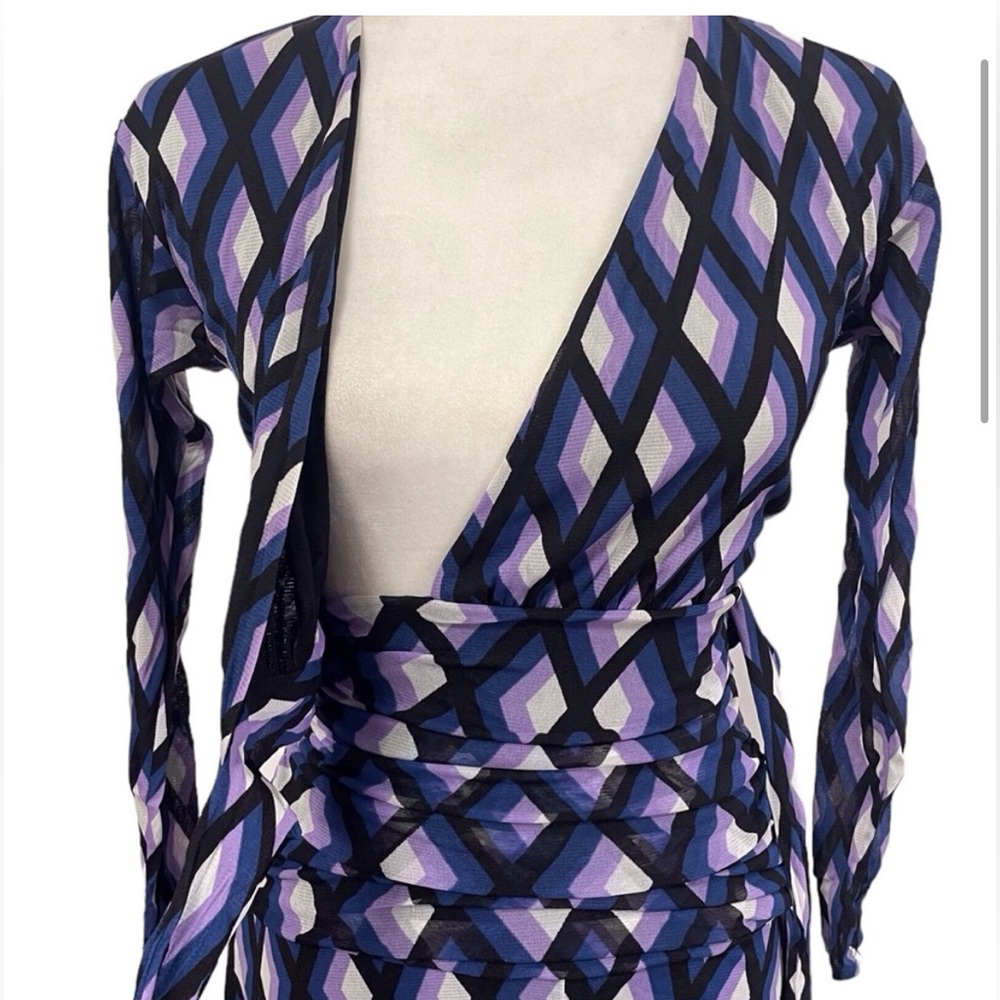 DVF Rilynn Mesh Faux Wrap Dress - Picture 4 of 6